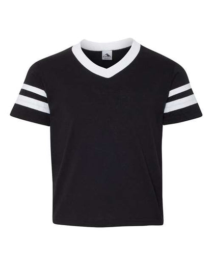 Youth V-Neck Jersey with Striped Sleeves