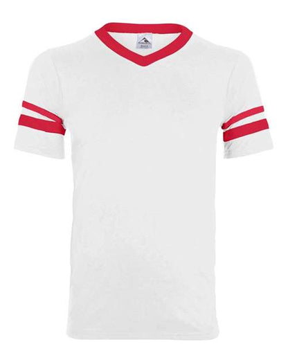 Youth V-Neck Jersey with Striped Sleeves